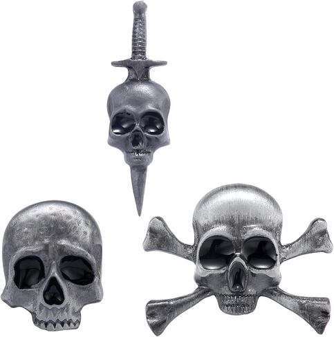 3Pcs Skull Head Pin Brooch, Vintage Antique Skull Lapel Pins, Gothic Skull Brooches Pin for Halloween, Style A in Kuwait