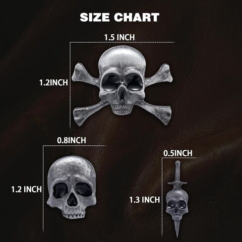3Pcs Skull Head Pin Brooch, Vintage Antique Skull Lapel Pins, Gothic Skull Brooches Pin for Halloween, Style A in Kuwait