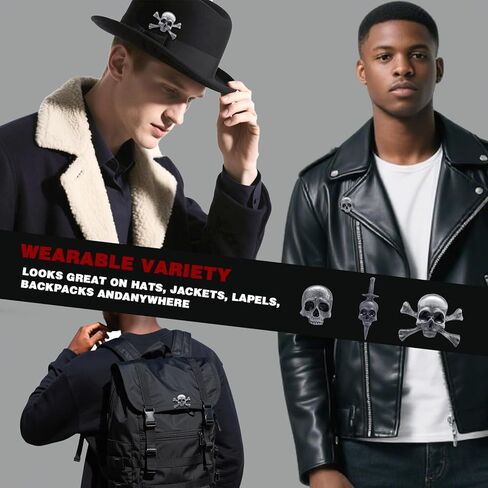 3Pcs Skull Head Pin Brooch, Vintage Antique Skull Lapel Pins, Gothic Skull Brooches Pin for Halloween, Style A in Kuwait