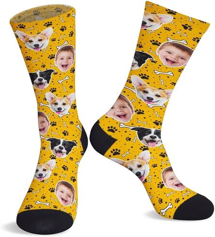 Custom Socks with Photo,Personalized Socks,Funny Face Sock,Novelty Sock Memorial Gift for Women Men Dog,and Cat in Saudi Arabia
