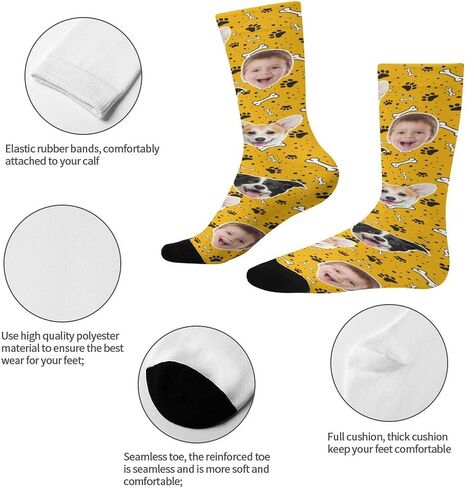 Custom Socks with Photo,Personalized Socks,Funny Face Sock,Novelty Sock Memorial Gift for Women Men Dog,and Cat in Saudi Arabia
