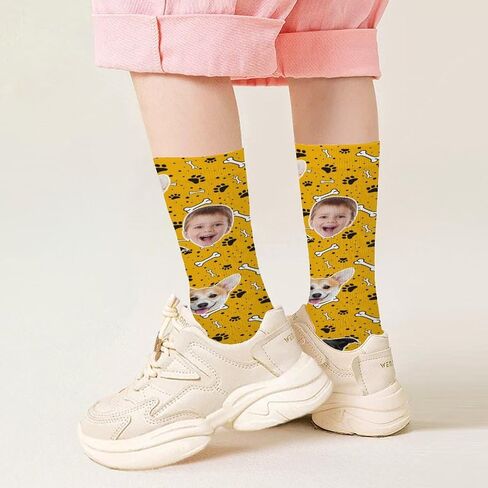 Custom Socks with Photo,Personalized Socks,Funny Face Sock,Novelty Sock Memorial Gift for Women Men Dog,and Cat in Saudi Arabia