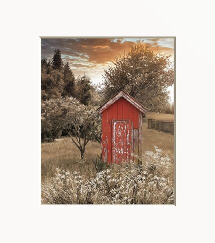 Farmhouse Wall Art, Red Beige Brown Rustic Country Bathroom Bedroom Matted Handmade Wall Art (Vintage Water Pump Farmouse) in Kuwait