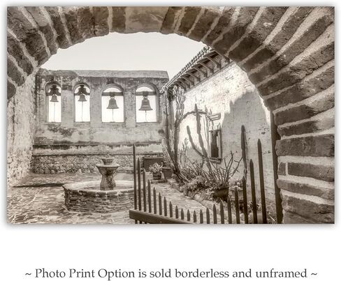 San Juan Capistrano Mission California Art Photograph | Vintage Adobe Church Picture in Saudi Arabia