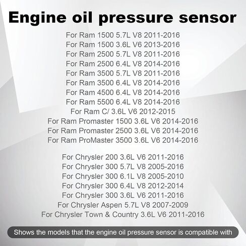Engine Oil Pressure Sender Switch & Coolant Temperature Sending Unit 5149062AA 5149062AB Compatible with 200 300 1500 2500 3500 Challenger Routan Raider Liberty Ram in Saudi Arabia