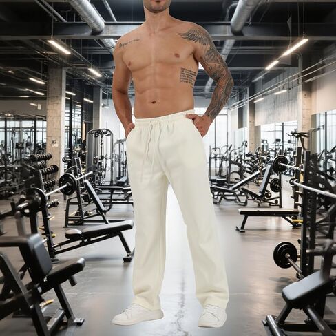 SHAGGA Men'S Sweatpants Open Hem Joggers Baggy Lounge Pants Stretch Waist Athletic With Pockets For Running,Gym，Workout in Saudi Arabia