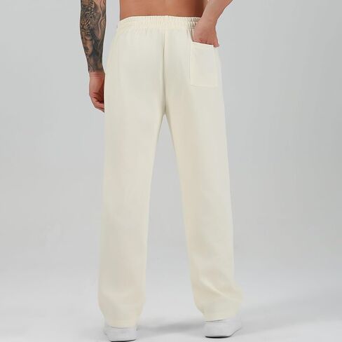 SHAGGA Men'S Sweatpants Open Hem Joggers Baggy Lounge Pants Stretch Waist Athletic With Pockets For Running,Gym，Workout in Saudi Arabia