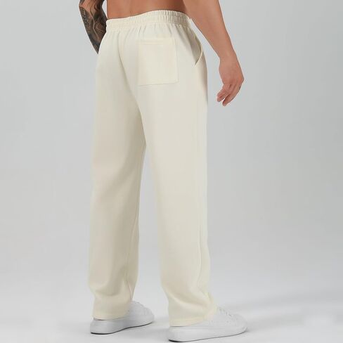 SHAGGA Men'S Sweatpants Open Hem Joggers Baggy Lounge Pants Stretch Waist Athletic With Pockets For Running,Gym，Workout in Saudi Arabia