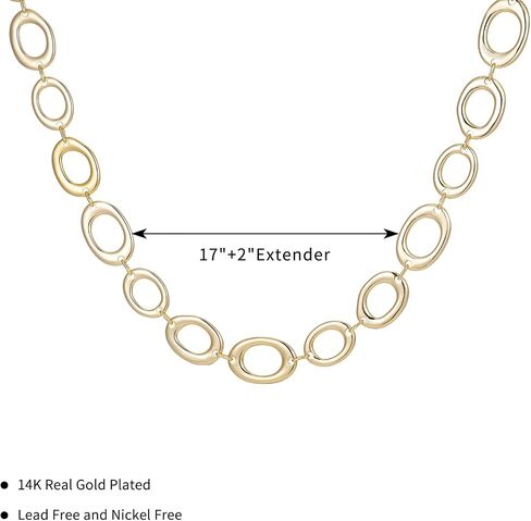 Chunky Gold Necklace for Women Dainty 18k Gold Plated Loop Chain Link Statement Choker Necklace Exaggerated Ethnic Big Statement Jewelry Gifts in Saudi Arabia