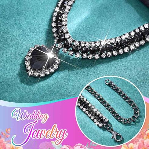 CLOACE Rhinestone Choker Necklace Heart Pendant Diamond Row Necklaces Sparkly Crystal Prom Chain Jewerly Accessories for Women in Saudi Arabia