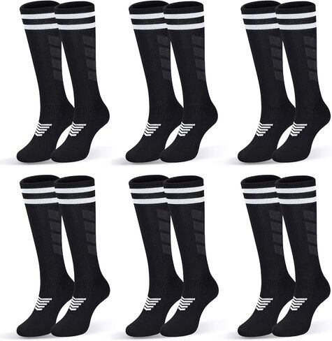6 Pairs Kids Soccer Stretchy Knee High Tube Socks Colorful Football Athletic Team Socks for Boys Girls in Kuwait
