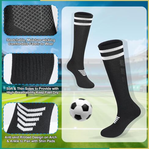 6 Pairs Kids Soccer Stretchy Knee High Tube Socks Colorful Football Athletic Team Socks for Boys Girls in Kuwait