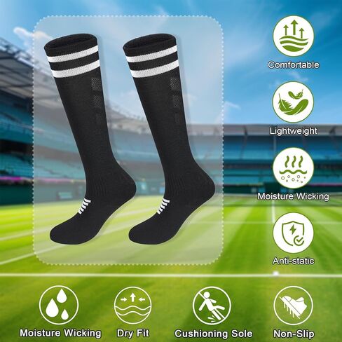 6 Pairs Kids Soccer Stretchy Knee High Tube Socks Colorful Football Athletic Team Socks for Boys Girls in Kuwait