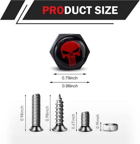SLIMI 4 PCS License Plate Bolt, Cool and Interesting Skull License Plate Screws, Anti-Rust and Anti-Theft License Plate Screw Fasteners, Universal Cars Motorcycle Truck (Black #02) in Kuwait