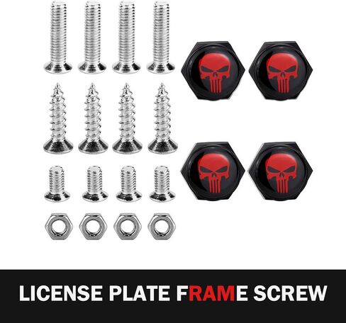 SLIMI 4 PCS License Plate Bolt, Cool and Interesting Skull License Plate Screws, Anti-Rust and Anti-Theft License Plate Screw Fasteners, Universal Cars Motorcycle Truck (Black #02) in Kuwait