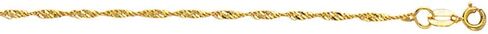 JewelryWeb - 10k Yellow Gold 10" 1.5mm Diamond-Cut Singapore Chain Anklet - Hypoallergenic - Real Gold Ankle Bracelet for Women in Saudi Arabia