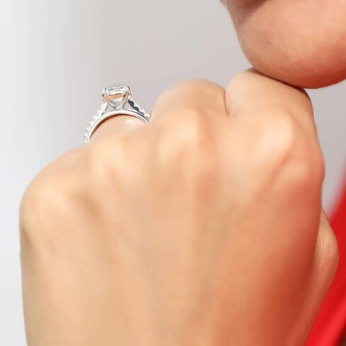 BERRICLE Sterling Silver Solitaire Wedding Engagement Rings 2.6 Carat Emerald Cut Cubic Zirconia CZ Ring Set for Women, Rhodium Plated in Saudi Arabia