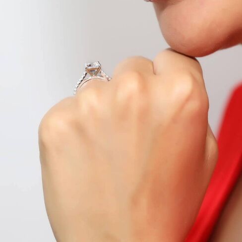 BERRICLE Sterling Silver Solitaire Wedding Engagement Rings 2.6 Carat Emerald Cut Cubic Zirconia CZ Ring Set for Women, Rhodium Plated in Saudi Arabia
