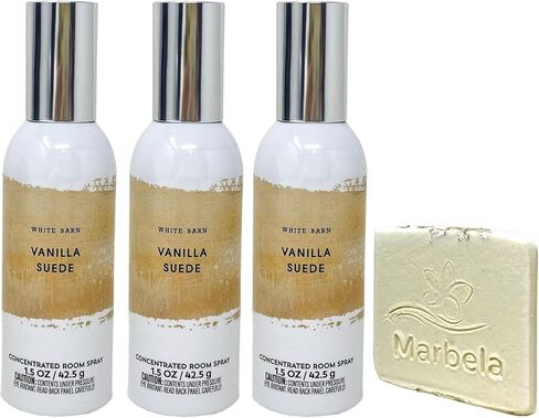 Bath & Body Works Vanilla Suede - 3 Pack Of Concentrated Room Spray with a Marbela Natural Oats Sample Soap. in Saudi Arabia