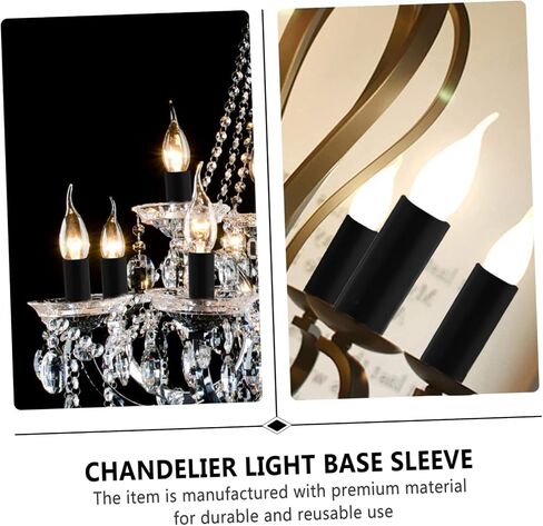 12pcs Chandelier Lamp Base Sleeve Covers Black Candle Sleeve Replacement for Elegant Lighting Easy to Install with Heat Resistance Fits Chandeliers in Saudi Arabia
