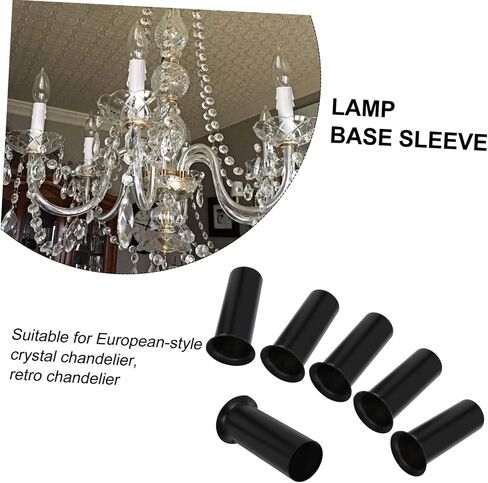 12pcs Chandelier Lamp Base Sleeve Covers Black Candle Sleeve Replacement for Elegant Lighting Easy to Install with Heat Resistance Fits Chandeliers in Saudi Arabia