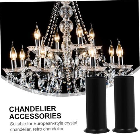 12pcs Chandelier Lamp Base Sleeve Covers Black Candle Sleeve Replacement for Elegant Lighting Easy to Install with Heat Resistance Fits Chandeliers in Saudi Arabia