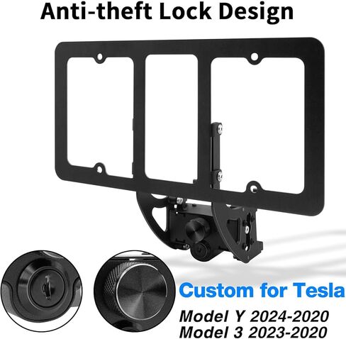 حامل لوحة الترخيص الأصلي القابل للقفل لعام 2020-2024 طراز Tesla Y 【تصميم آمن】، إطار لوحة ترخيص أمامي مضاد للسرقة، حامل لوحة ترخيص خالٍ من المواد اللاصقة】 in Kuwait