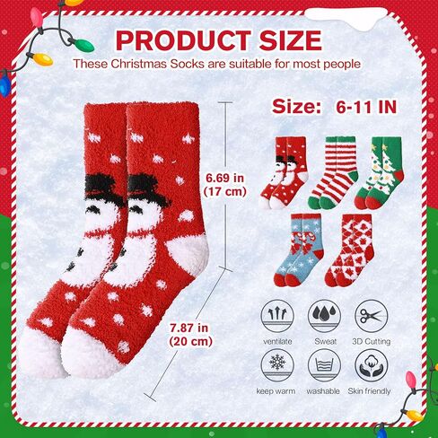 Womens Fuzzy Christmas Socks: Fluffy Funny Holiday Socks for Women -Warm Soft Cozy Xmas Socks for Family Friends Gift in Saudi Arabia