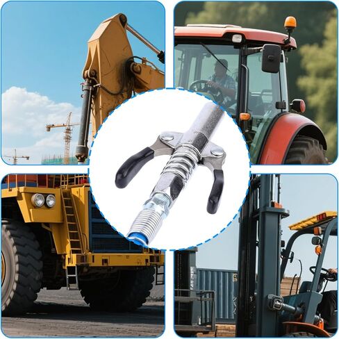 BOXOB Grease Gun Accessory Kit, Quick-Locking Grease Gun Connector Coupler with 12-Inch Double Handle Spring Hose & 3 Nozzles Tip 10000 PSI Rated Fits All 1/8" NPT Compatible with SAE Din Zerk in Saudi Arabia