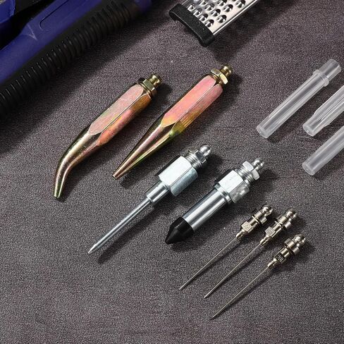 7pcs Grease Gun Needle Tip Kit, Including 3 Grease Gun Nozzles Bent & Straight Nipple Nozzle Rubber Nipple Adapter Coupler Needle Dispenser Fitting Accessory Kit Suitable for Tight Spaces in Saudi Arabia