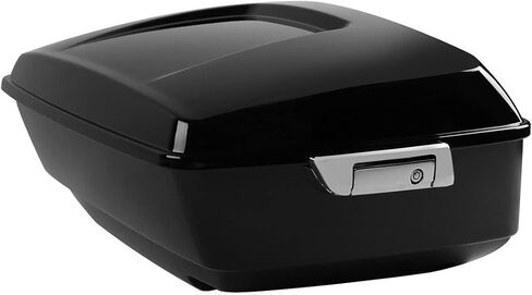 XMT-MOTO King Tour Trunk + مسند الظهر + رف أمتعة علوي أسود مناسب لـ Harley Davidson Touring Road King Road Glide Street Glide Electra Glide Ultra-Classic 2014-لاحقًا مزلاج أسود لامع in Saudi Arabia