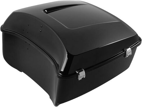 XMT-MOTO King Tour Trunk + مسند الظهر + رف أمتعة علوي أسود مناسب لـ Harley Davidson Touring Road King Road Glide Street Glide Electra Glide Ultra-Classic 2014-لاحقًا مزلاج أسود لامع in Saudi Arabia