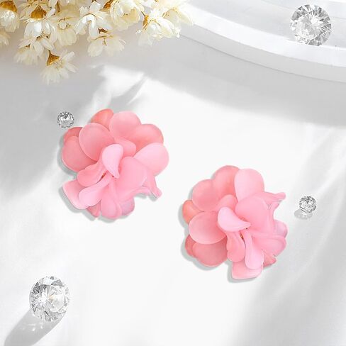 Elegant Flower Clip On Earrings for Women Hypoallergenic Clip On Earrings Non Piercing Fashion Jewelry in Kuwait