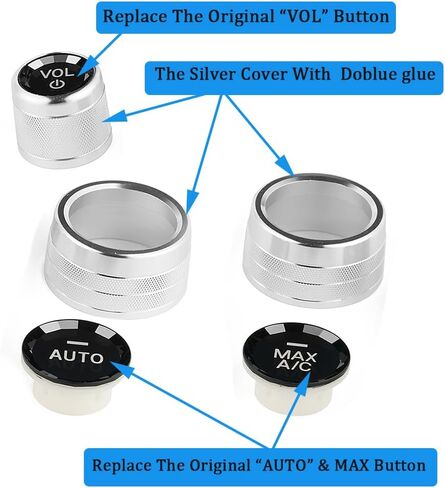 غطاء مقبض تكييف الهواء بنمط الكريستال الفضي للتحكم في المناخ ومقبض مستوى الصوت متوافق مع BMW 5 6 7 Series X5 X6 F10 F12 F01 F15 F16 (الطراز B لهيكل F) in Kuwait