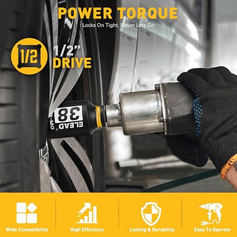 1/2'' Drive Deep Impact Socket Set: 11-Piece Metric Wheel Axle Nut Wrench Large Jumbo 27mm 29mm 30mm 31mm 32mm 33mm 34mm 35mm 36mm 38mm Car Spindle Joint High Torque Truck Bearing Locknut in Saudi Arabia