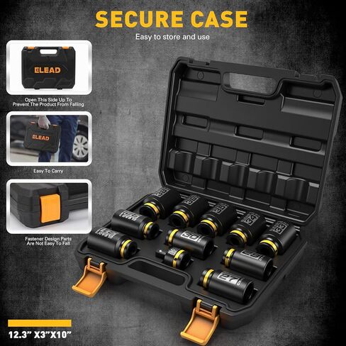 1/2'' Drive Deep Impact Socket Set: 11-Piece Metric Wheel Axle Nut Wrench Large Jumbo 27mm 29mm 30mm 31mm 32mm 33mm 34mm 35mm 36mm 38mm Car Spindle Joint High Torque Truck Bearing Locknut in Saudi Arabia