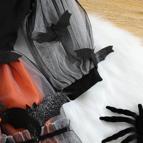 Toddler Baby Girl Halloween Costume Spider Witch Black Dress Long Sleeve Orange Tulle Tutu Skirt Cute Clothes in Saudi Arabia
