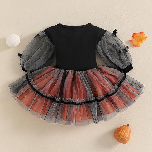 Toddler Baby Girl Halloween Costume Spider Witch Black Dress Long Sleeve Orange Tulle Tutu Skirt Cute Clothes in Saudi Arabia