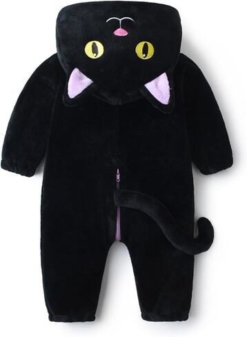 Muineobuka Newborn Baby Boy Girl Animal Costume Infant Cat Cosplay Hooded Bodysuit Toddler Fuzzy Warm Halloween Outfits in Saudi Arabia