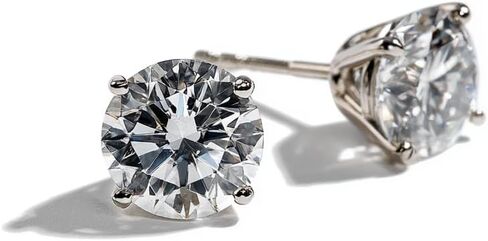 أقراط SARV 1/4-1 CTTW Solitaire Lab Grown Diamond للنساء من الذهب عيار 14 قيراط | 4 شقوق، قطع دائري ممتاز | لون D-F، وضوح VS-VVS | شهادة IGI 1 قيراط وأكثر | لا يسبب الحساسية | جاهز للهدايا in Saudi Arabia