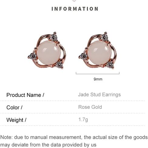 14K Gold Stud Earrings with Moissanite Jade, Beautiful Jewelry Gift for Women, Perfect for Wife, Mother, or Girlfriend in Saudi Arabia