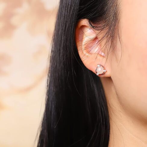 14K Gold Stud Earrings with Moissanite Jade, Beautiful Jewelry Gift for Women, Perfect for Wife, Mother, or Girlfriend in Saudi Arabia