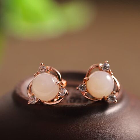 14K Gold Stud Earrings with Moissanite Jade, Beautiful Jewelry Gift for Women, Perfect for Wife, Mother, or Girlfriend in Saudi Arabia