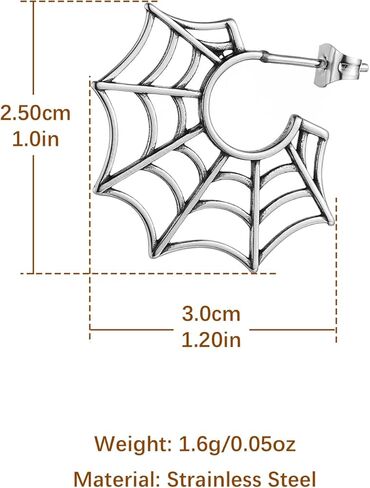 أقراط HZMAN Halloween Spider Web للنساء من الفولاذ الجراحي للرجال in Saudi Arabia