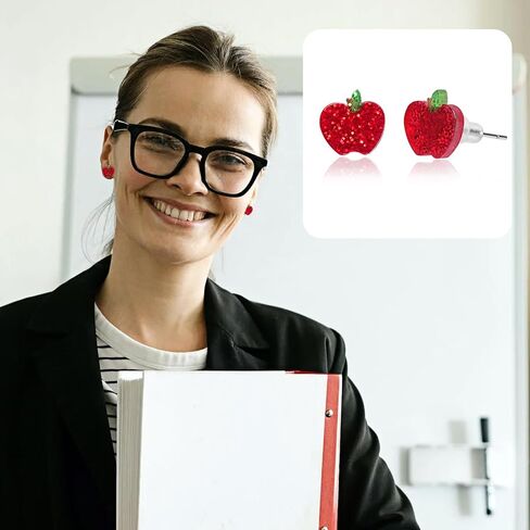 Teacher Earrings for Women Cute Acrylic Glitter Apple Pencil Earrings Back to School Jewelry for Teachers Appreciation Gifts in Kuwait