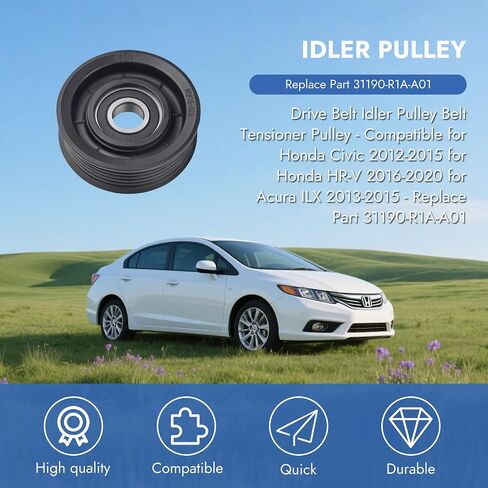 بكرة شد الحزام الأسود 31190-R1A-A01 بكرة محرك الحزام المتوافقة مع Honda Civic 2012-2015 Honda HR-V 2016-2020 Acura ILX 2013-2015 قطع غيار السيارات قطع غيار السيارات in Kuwait