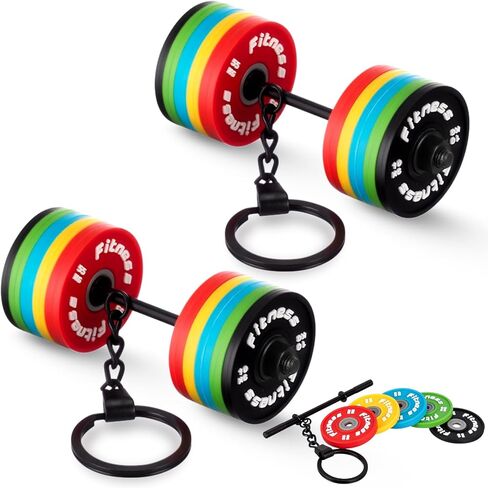 Tondiamo Barbell Keychain Fitness Dumbbell Keychain Silicone Weight Plates Weightlifting Keyring Workout Gift for Gym Lovers in Saudi Arabia