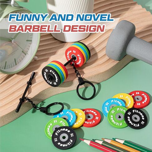Tondiamo Barbell Keychain Fitness Dumbbell Keychain Silicone Weight Plates Weightlifting Keyring Workout Gift for Gym Lovers in Saudi Arabia