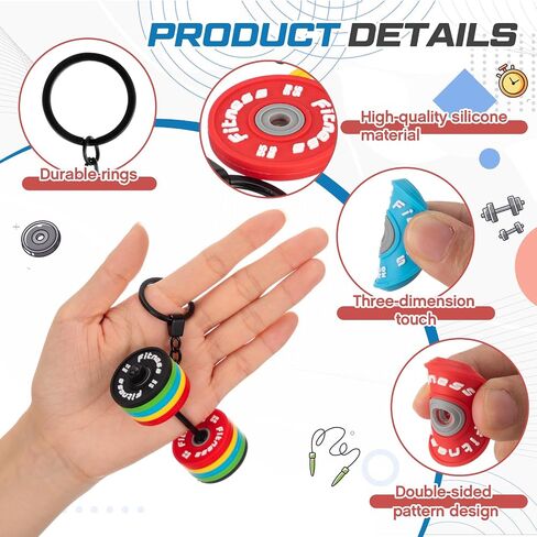 Tondiamo Barbell Keychain Fitness Dumbbell Keychain Silicone Weight Plates Weightlifting Keyring Workout Gift for Gym Lovers in Saudi Arabia