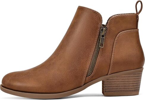 mysoft Women's Ankle Boots Low Chunky Heel Round Toe Casual Comfortable Short Booties with Side Zipper in Saudi Arabia